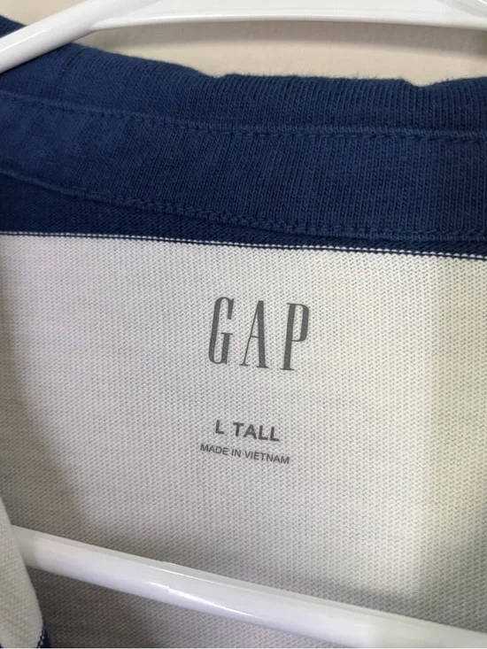 GAP Navy Striped Rugby Polo Shirt Size Large TALL - Picture 4 of 11